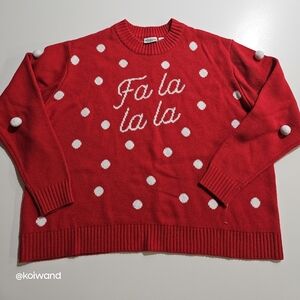 Mighty Fine Ugly Christmas Sweater W/ Pom Pom Size M Oversized Red White